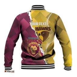 Personalised Hawks and Lions Inspired Baseball Jacket Dynamic Style LT14
