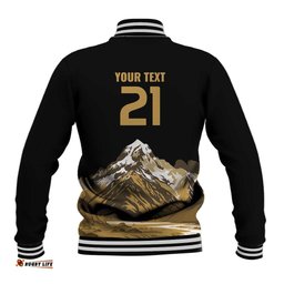Custom Oceania Football NZ South Island Baseball Jacket Minimal Mount Cook Silhouette LT9