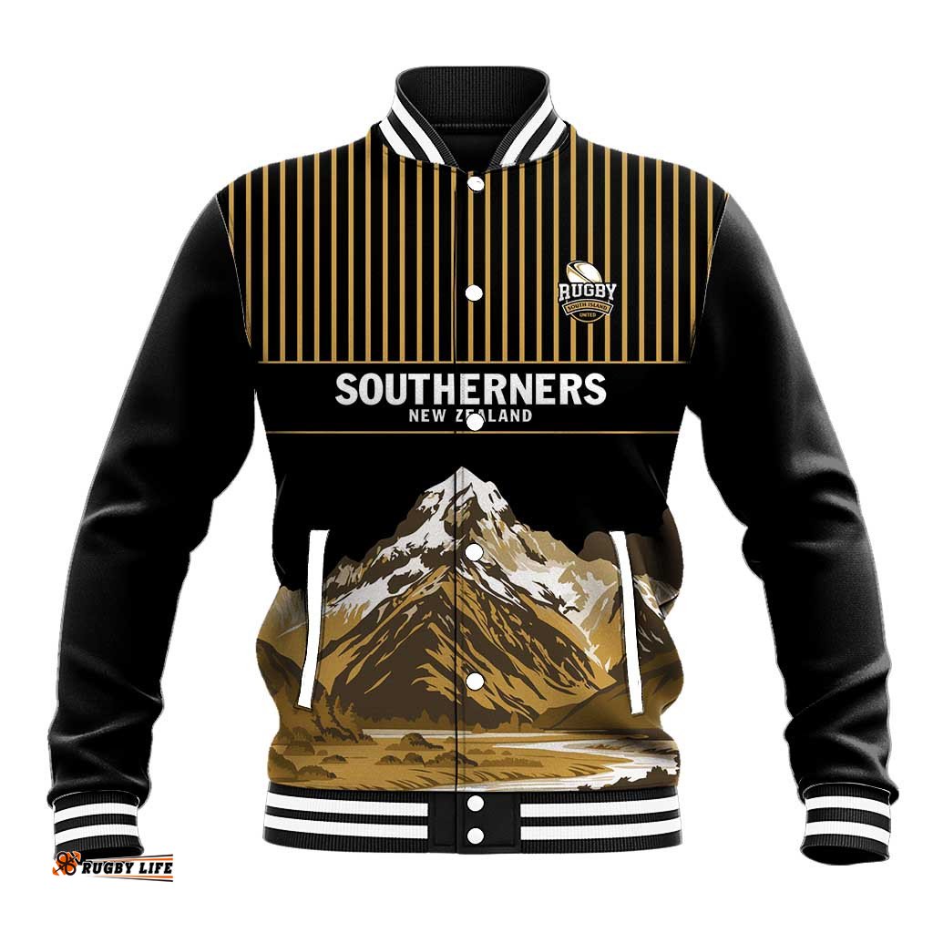 Custom Oceania Football NZ South Island Baseball Jacket Minimal Mount Cook Silhouette LT9