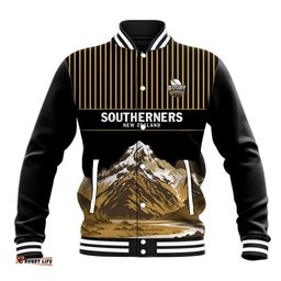 Custom Oceania Football NZ South Island Baseball Jacket Minimal Mount Cook Silhouette LT9