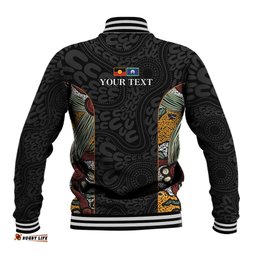 Personalised NAIDOC Deadly 50 Years Baseball Jacket Minimalist Aboriginal Art LT9