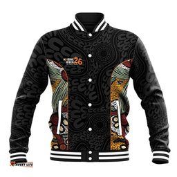 Personalised NAIDOC Deadly 50 Years Baseball Jacket Minimalist Aboriginal Art LT9