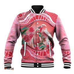 Indigenous Pink Galah Australia Baseball Jacket Australian Hakea Aboriginal Art Proud LT14