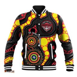 Essendon Bombers NAIDOC Week 2026 Personalised Baseball Jacket 50 Years of Deadly Aboriginal Art LT14