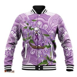 Epilepsy Awareness Budgerigar Australia Baseball Jacket Budgie Purple Ribbon Boronia Aboriginal LT14