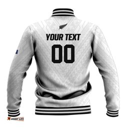 Custom Football New Zealand Baseball Jacket Aotearoa United White Version LT01