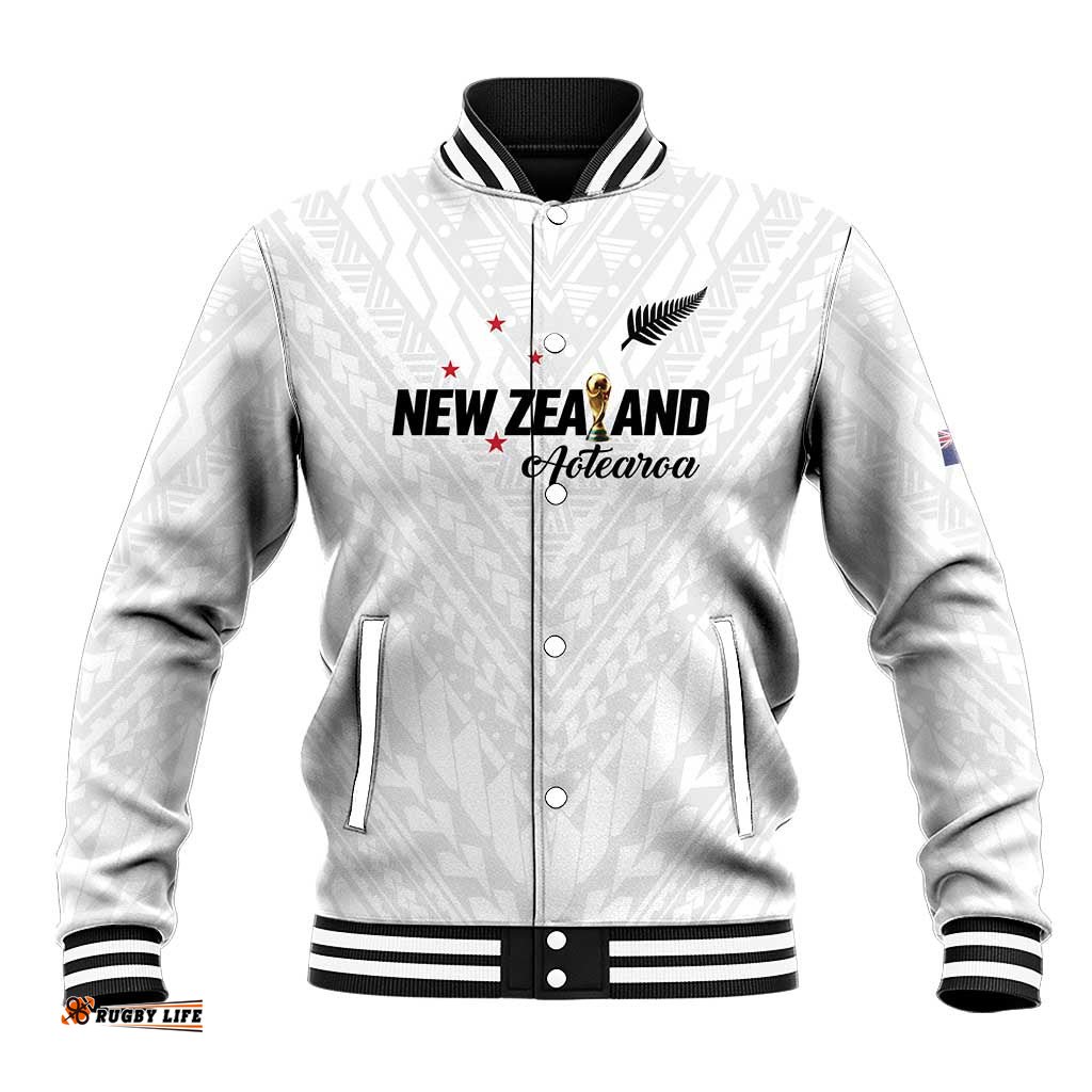 Custom Football New Zealand Baseball Jacket Aotearoa United White Version LT01