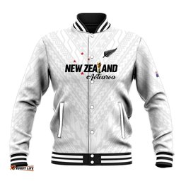 Custom Football New Zealand Baseball Jacket Aotearoa United White Version LT01