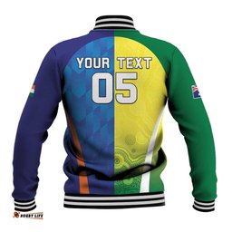Custom Australia And India Cricket Baseball Jacket Ashoka Chakra With Aboriginal LT05
