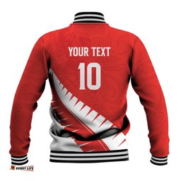 Custom New Zealand Cricket Baseball Jacket Kiwi Birds Haka Dance Red Fern Sporty Style LT03