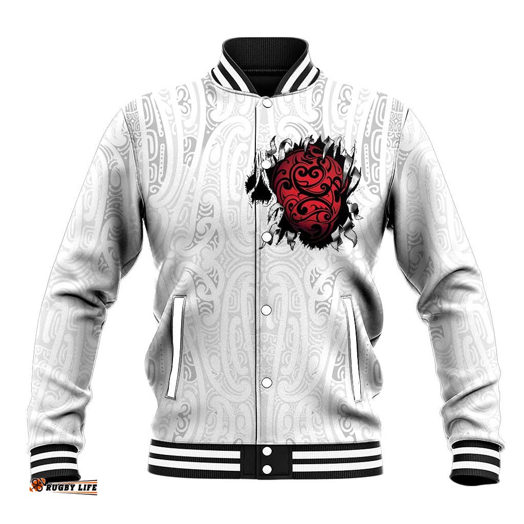 New Zealand Maori Heart Tribal Personalised Baseball Jacket Polynesian Patterns LT9