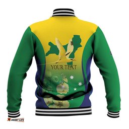 Personalised Australia Christmas Island Baseball Jacket Golden Bosun Abutilon listeri With Map LT14