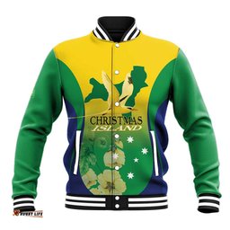 Personalised Australia Christmas Island Baseball Jacket Golden Bosun Abutilon listeri With Map LT14