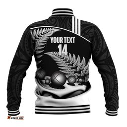 Custom New Zealand Silver Fern Petanque Baseball Jacket Aotearoa Maori Pattern LT14