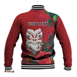 Maori Wheku Meri Kirihimete Personalised Baseball Jacket All Red Indigenous Maori Motif LT9