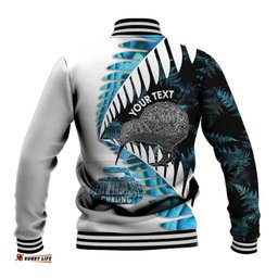 New Zealand Silver Fern Curling Personalised Baseball Jacket Aotearoa Kiwi Ponga Paua Shell Version LT14