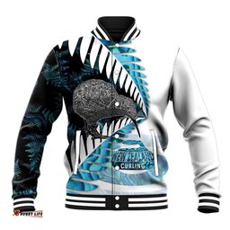 New Zealand Silver Fern Curling Personalised Baseball Jacket Aotearoa Kiwi Ponga Paua Shell Version LT14