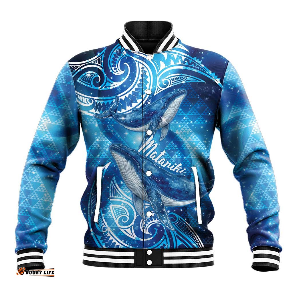 New Zealand Humpback Whale Matariki Baseball Jacket Maori New Year Taniko Niho Taniwha LT14