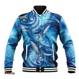 New Zealand Humpback Whale Matariki Baseball Jacket Maori New Year Taniko Niho Taniwha LT14