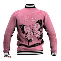 Personalised Australia Breast Cancer Awareness Baseball Jacket Pink Ribbon Butterfly Opal Pattern LT14
