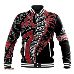 Koru Fern New Zealand Baseball Jacket Maori Tribal Pattern LT9