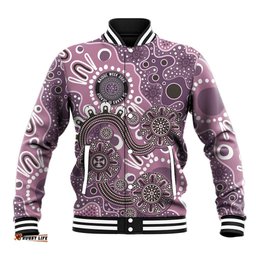Personalised NAIDOC Week 50 Years Deadly Always Baseball Jacket Pink Aboriginal Artwork Dot Painting LT9