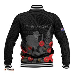 Personalised New Zealand ANZAC Day Baseball Jacket Lest We Forget Soldier Memorial LT15