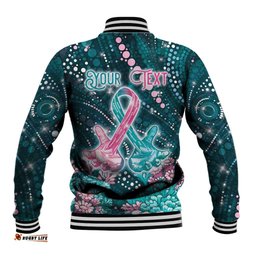 Personalised Hereditary Cancer Awareness Baseball Jacket Hope Ribbon With Aussie Teal Duncan Coral DT05