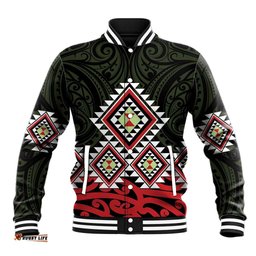 Kia Ora Aotearoa Baseball Jacket 2025 Pasifika Maori Taniko Motifs LT14