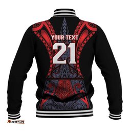 Custom New Zealand Baseball Jacket Maori Kiwiana Pattern Tukutuku Motif LT9