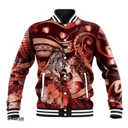 Personalised Maori Romantic Valentine Baseball Jacket The Hongi Kiss Red Galaxy DT05