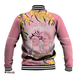 Personalised Galah Australia Day Baseball Jacket 26th January Golden Wattle Pink Color LT14
