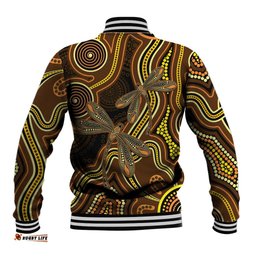 Orange Indigenous Dragonfly Australia Baseball Jacket Aboriginal Art LT14