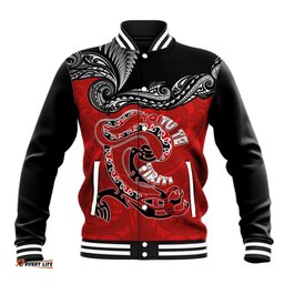 Personalised Aotearoa Toitu Te Tiriti Baseball Jacket Taniwha Tribal Motifs LT03