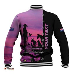 Personalised ANZAC War Animals Baseball Jacket Lest We Forget Memorial LT15