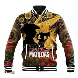 Personalised Australia Matildas ANZAC Day Baseball Jacket Last Post Poppy Lest We Forget LT14