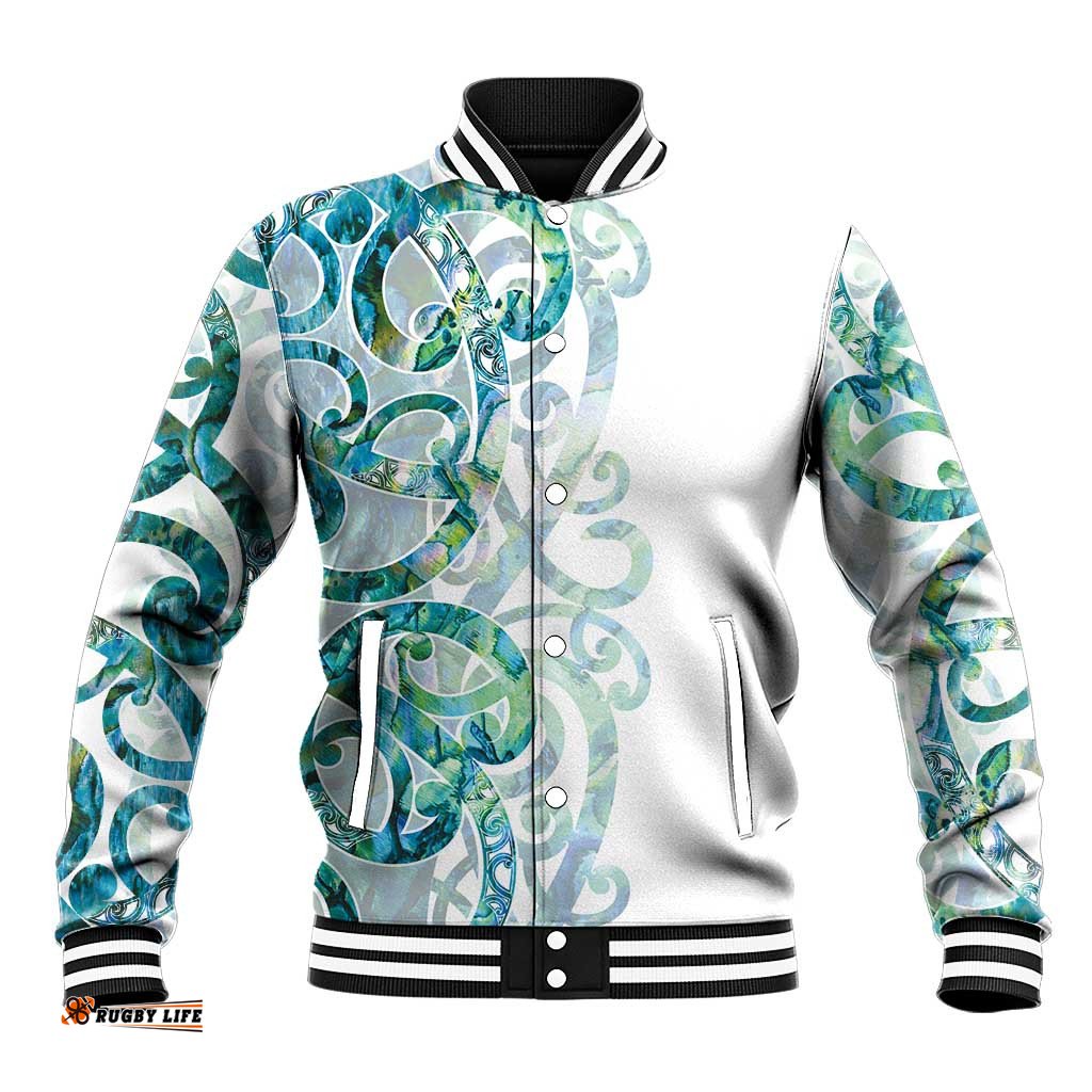 Paua Shell Maori Baseball Jacket Koru Kowhaiwhai LT7