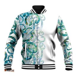 Paua Shell Maori Baseball Jacket Koru Kowhaiwhai LT7