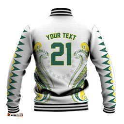 Custom Rugby Cook Islands Avaiki Baseball Jacket White Kuki Airani Tribal Maori Inspired LT9
