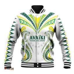 Custom Rugby Cook Islands Avaiki Baseball Jacket White Kuki Airani Tribal Maori Inspired LT9