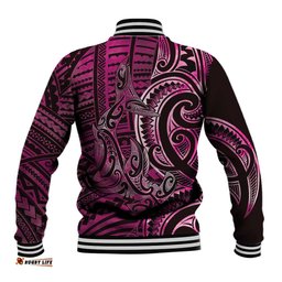 New Zealand Hammerhead Shark Baseball Jacket Maori Haehae Mangopare Pink LT14