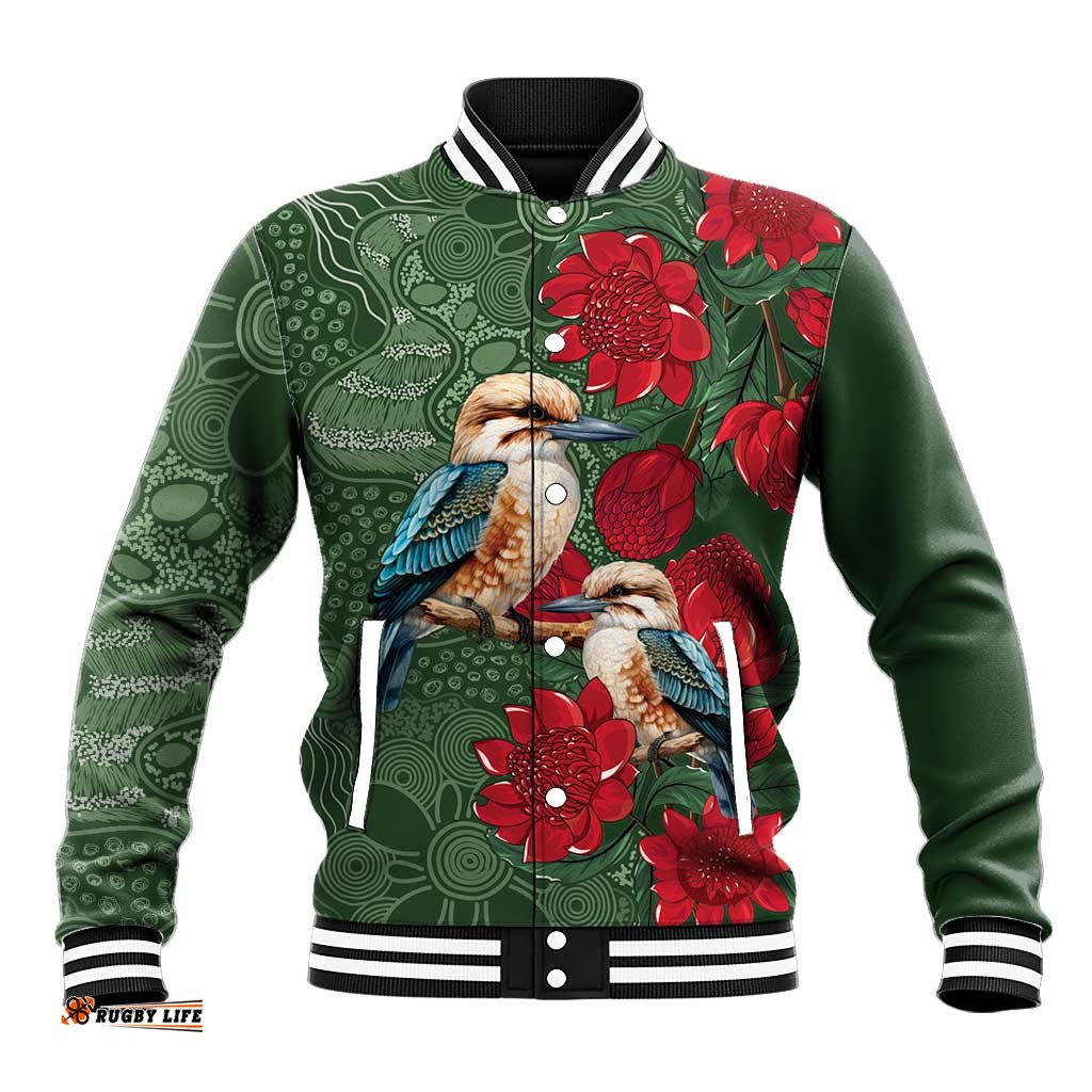 Kokaburra and Waratah Baseball Jacket Aboriginal Art LT9