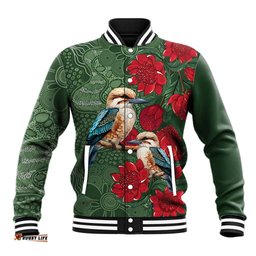 Kokaburra and Waratah Baseball Jacket Aboriginal Art LT9