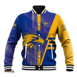 Personalized West Coast Eagles Baseball Jacket Modern Geometric Sports Graphic Style TS04