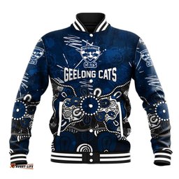 Personalized Geelong Cats Baseball Jacket Aboriginal Dot Painting Graffiti Style TS04