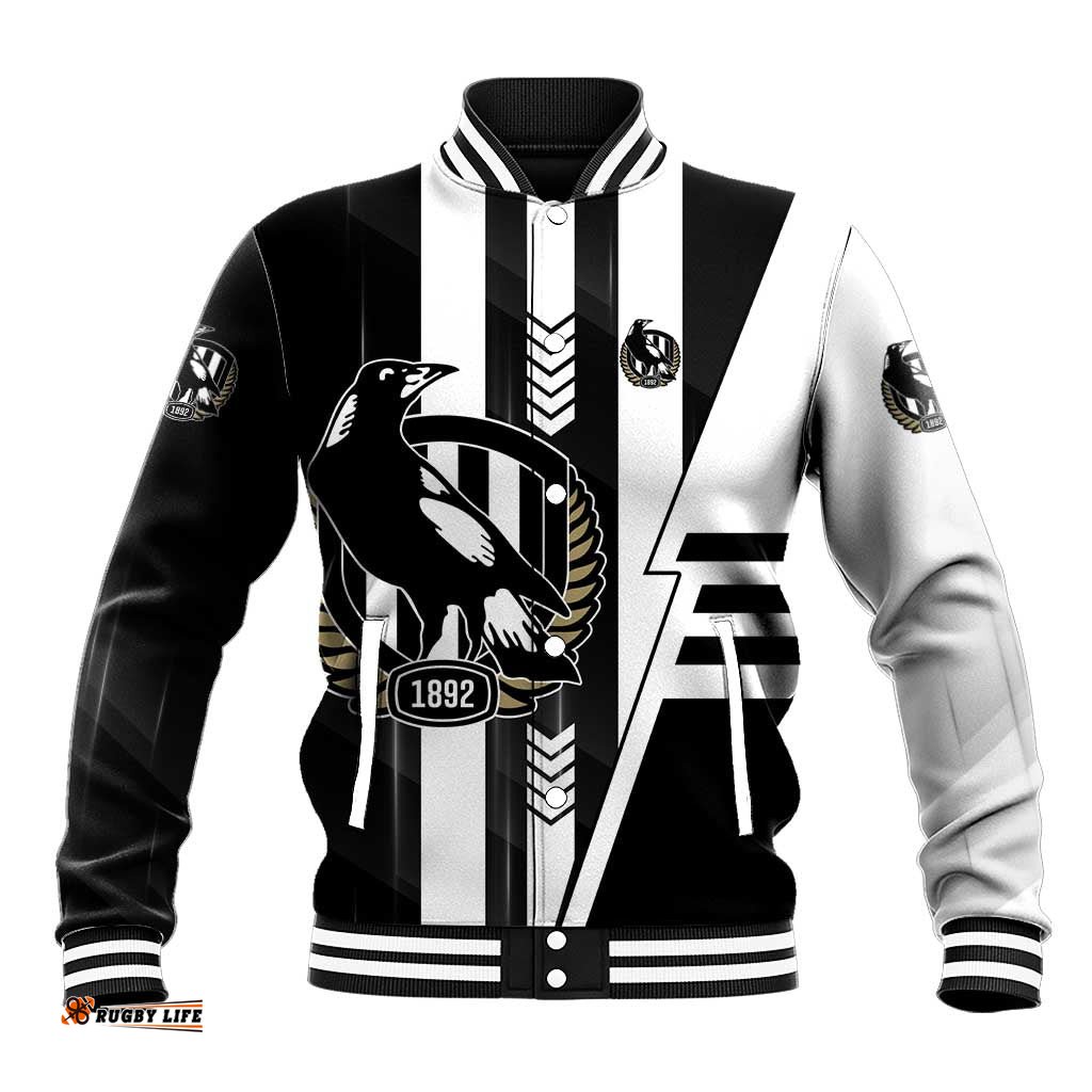 Personalized Collingwood Magpies Baseball Jacket Modern Geometric Sports Graphic Style TS04