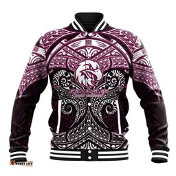 Personalized Manly Warringah Sea Eagles Baseball Jacket Polynesian Tribal Pattern Style TS04
