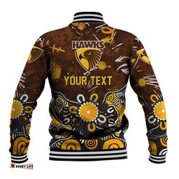 Personalized Hawthorn Hawks Baseball Jacket Aboriginal Dot Painting Graffiti Style TS04
