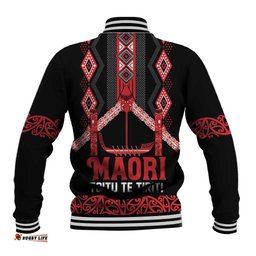 Toitu Te Tiriti Waitangi Baseball Jacket Black Wharenui House LT9