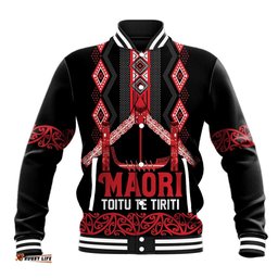 Toitu Te Tiriti Waitangi Baseball Jacket Black Wharenui House LT9